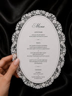 Lace Wedding Menus Monochrome
