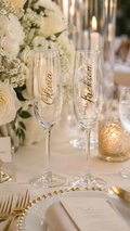 3 in 1 Personalised Champagne Glass. Wedding Favour. Name Place. Toast Glass.