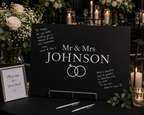 Elegant Personalized Wedding Signing Board with 3D Metallic Lettering