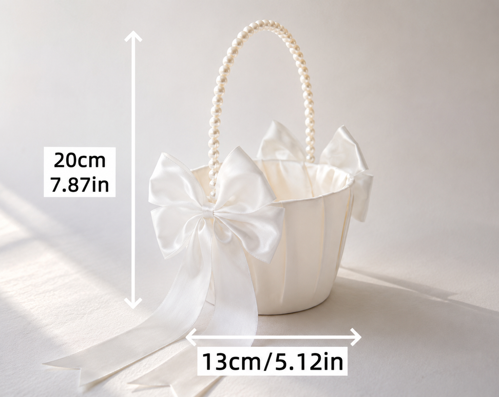Pearl Bow Flower Girl Basket