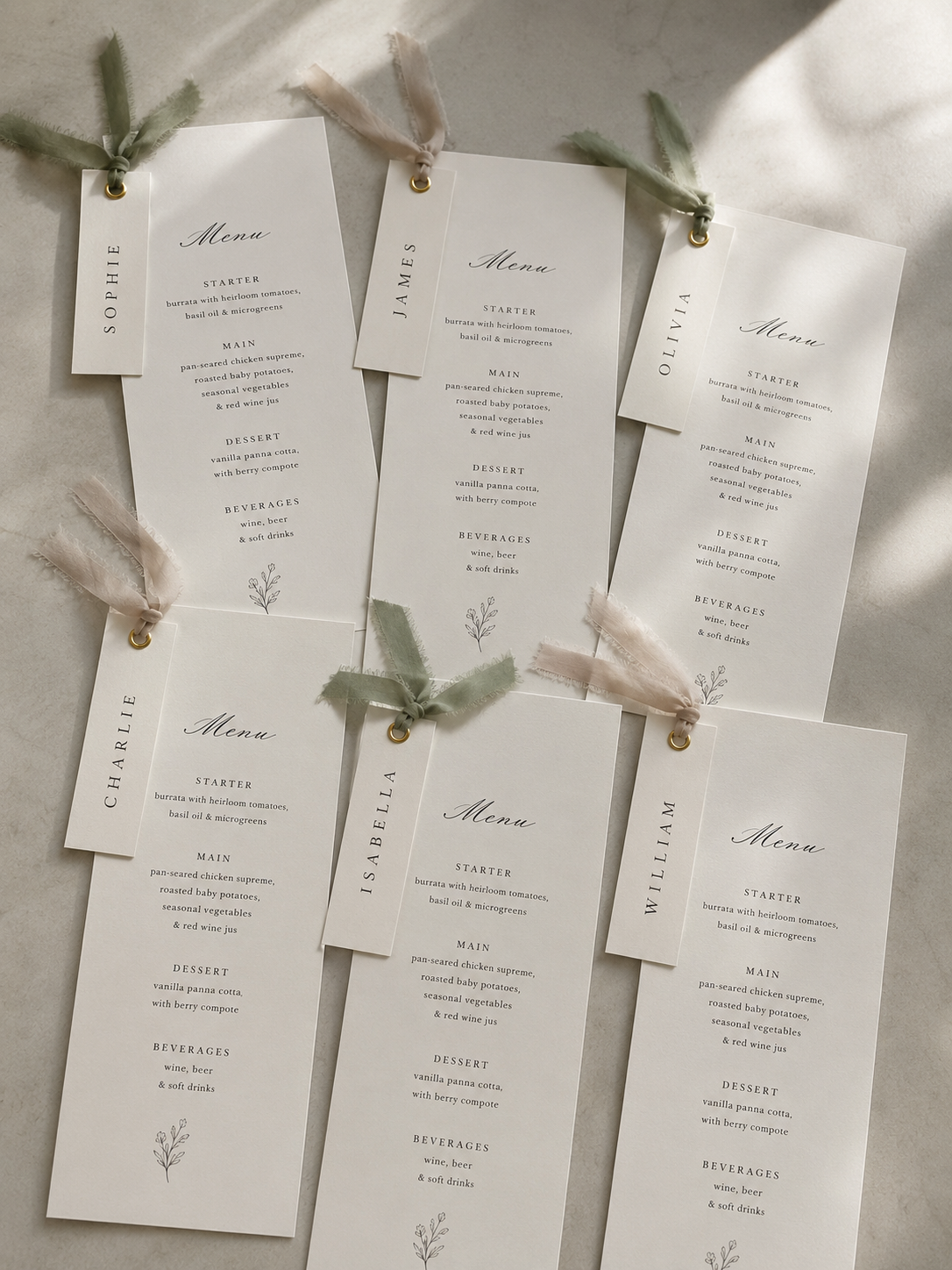 Minimal Wedding Menu + Name Place