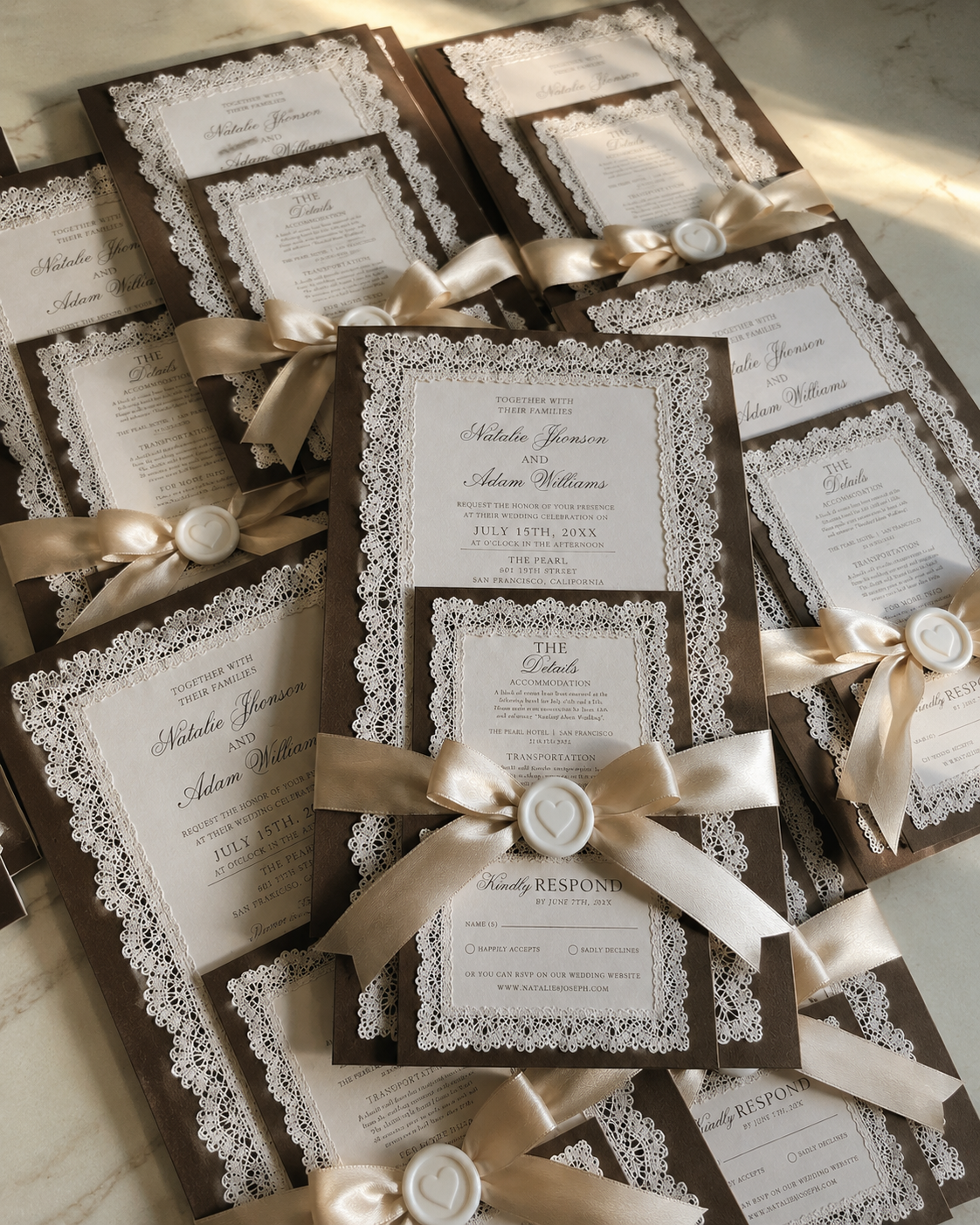 Luxury Lace Wedding Invitation With Backing