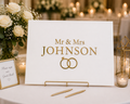 Elegant Personalized Wedding Signing Board with 3D Metallic Lettering