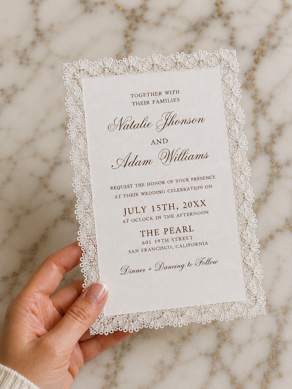 Luxury Lace Vellum Wedding Invitation Suite