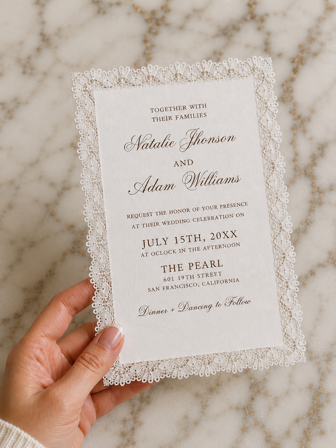 Luxury Lace Vellum Wedding Invitation Suite