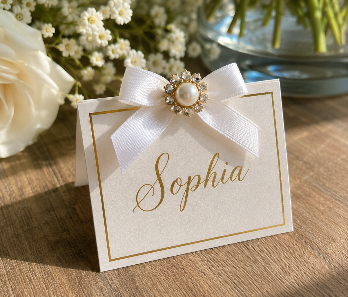 Elegant Pearl Name Place Cards