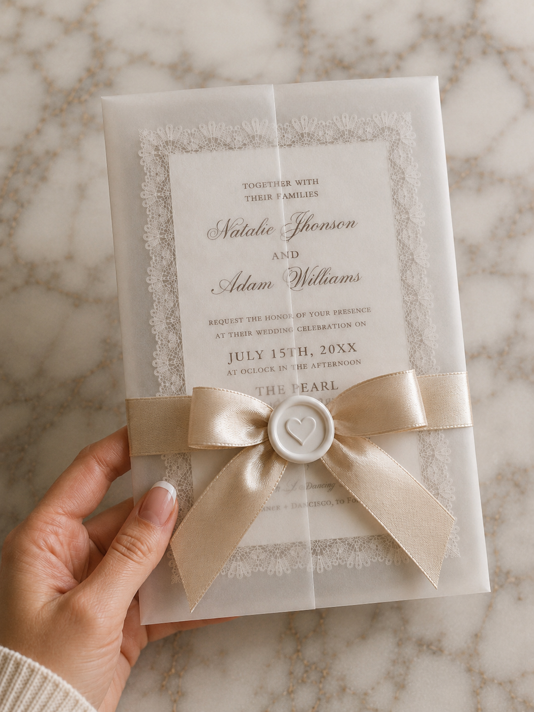 Luxury Lace Vellum Wedding Invitation Suite