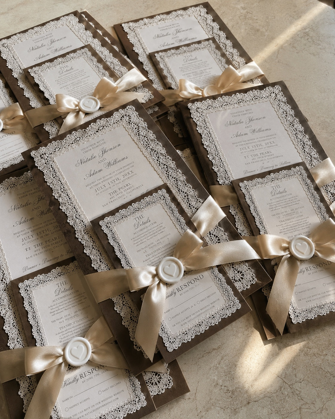 Luxury Lace Wedding Invitation With Backing