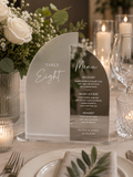 Personalised Frosted & Mirror Acrylic Wedding Menu & Table Number Sign