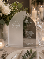Personalised Frosted & Mirror Acrylic Wedding Menu & Table Number Sign