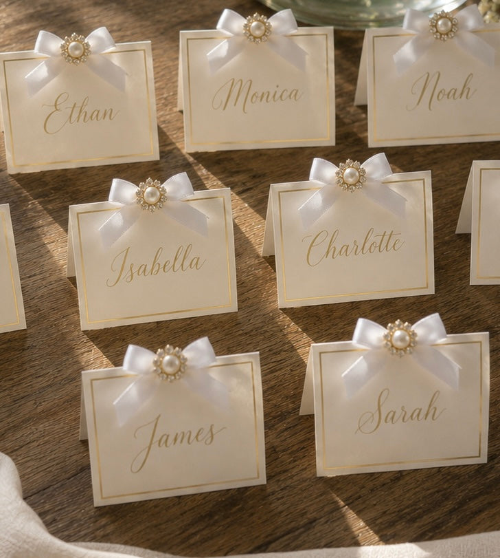 Elegant Pearl Name Place Cards