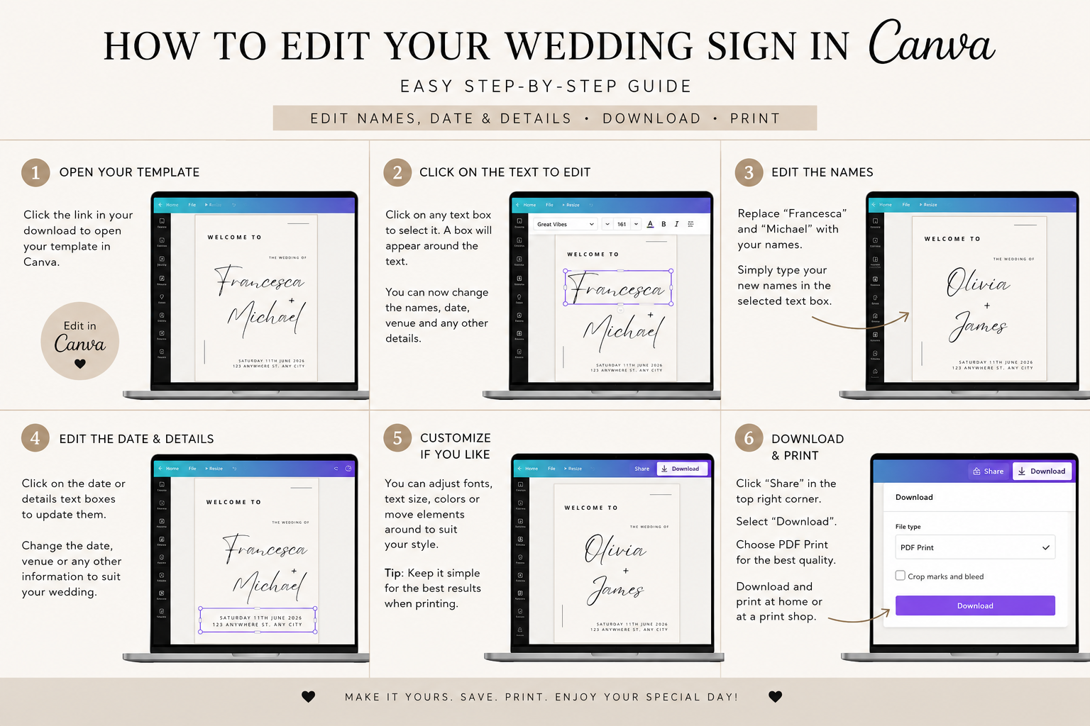 Minimalist Welcome Wedding Sign Template (Instant Download)