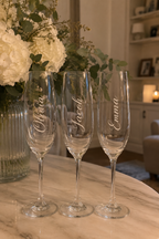 3 in 1 Personalised Champagne Glass. Wedding Favour. Name Place. Toast Glass.