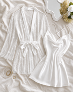 White Satin & Lace Nightwear Set