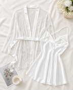 White Satin & Lace Nightwear Set