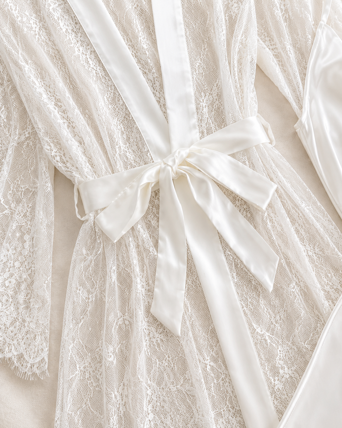 White Satin & Lace Nightwear Set