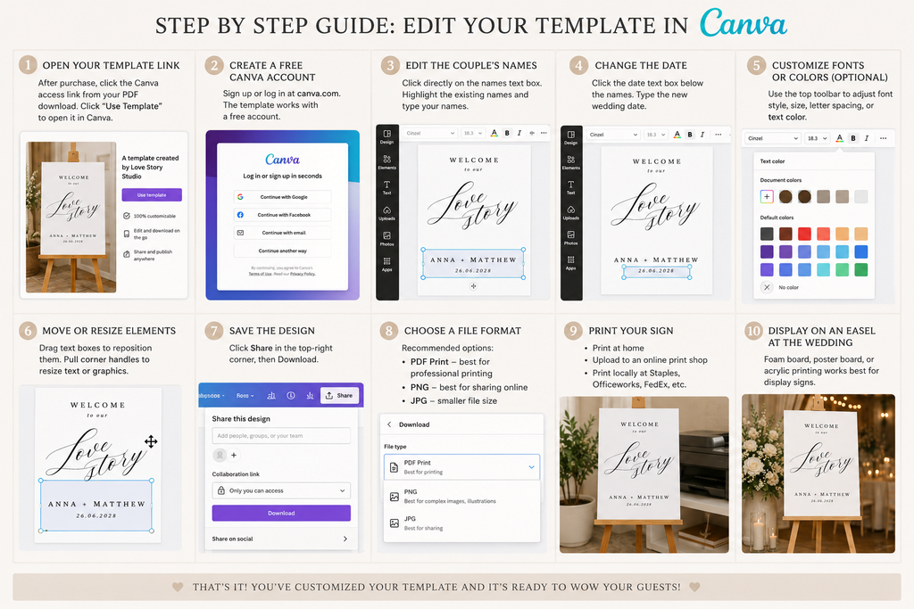 Welcome to our Love Story Wedding Sign Template (Instant Download)