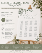 Floral Botanical Wedding Seating Plan Template (Instant Download)