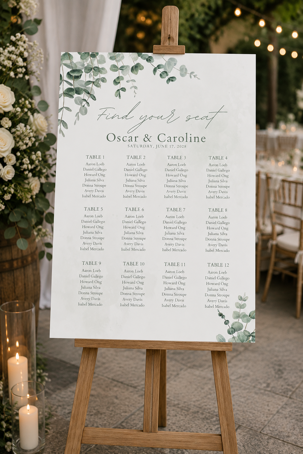 Floral Botanical Wedding Seating Plan Template (Instant Download)