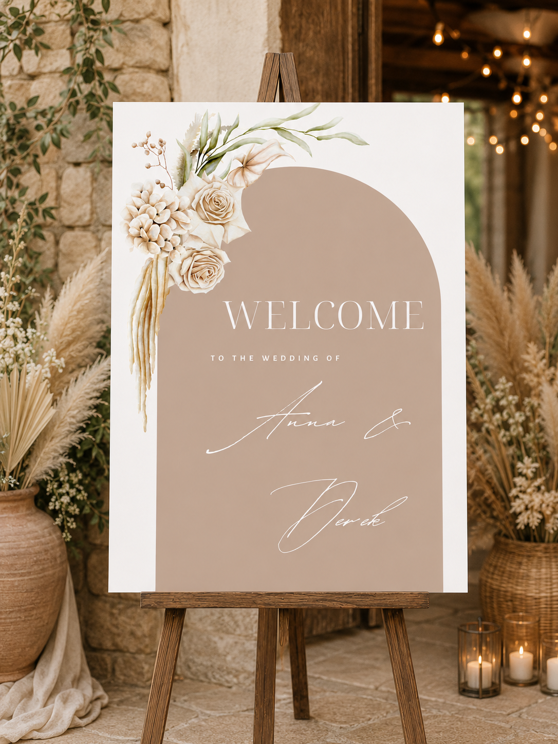 Boho Arch Wedding Welcome Sign Template (Instant Download)
