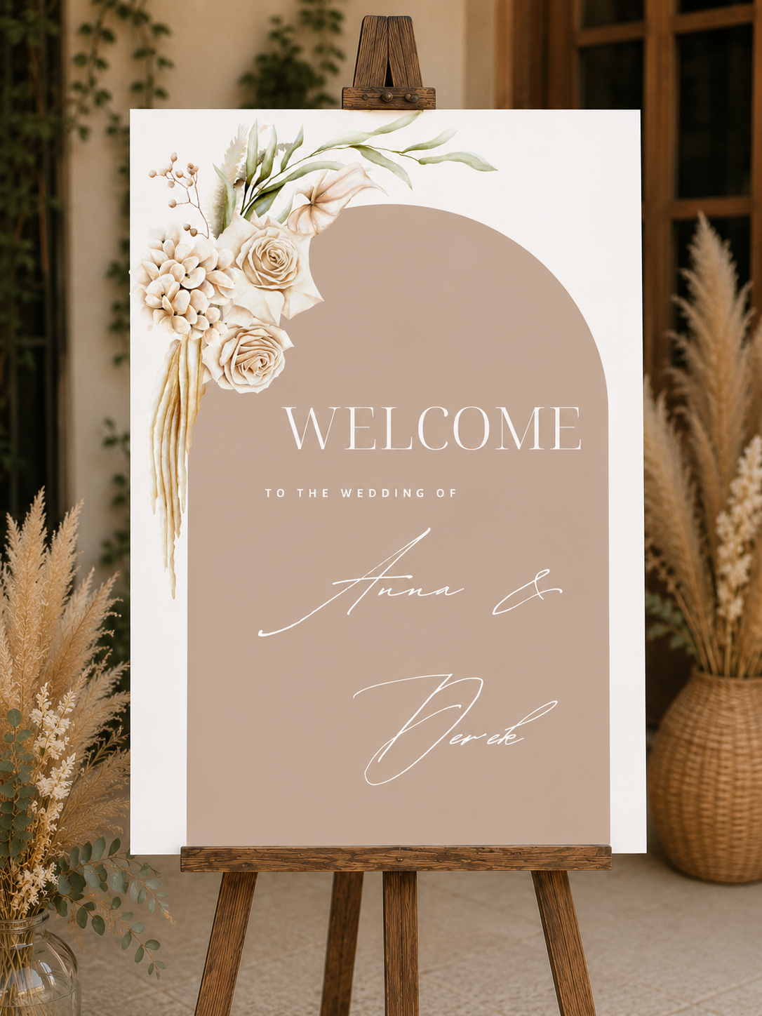 Boho Arch Wedding Welcome Sign Template (Instant Download)