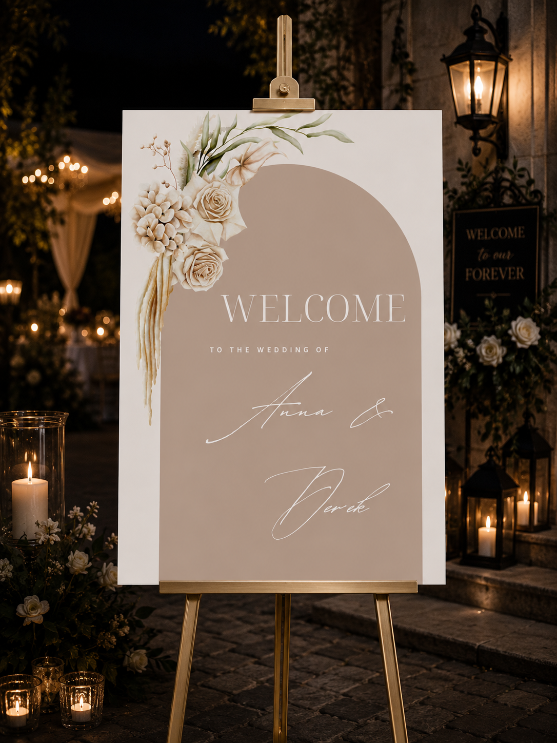 Boho Arch Wedding Welcome Sign Template (Instant Download)
