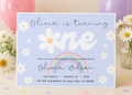Editable Flower One Birthday Invitation