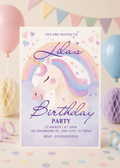 Editable Unicorn Birthday Invitation (Instant Download)