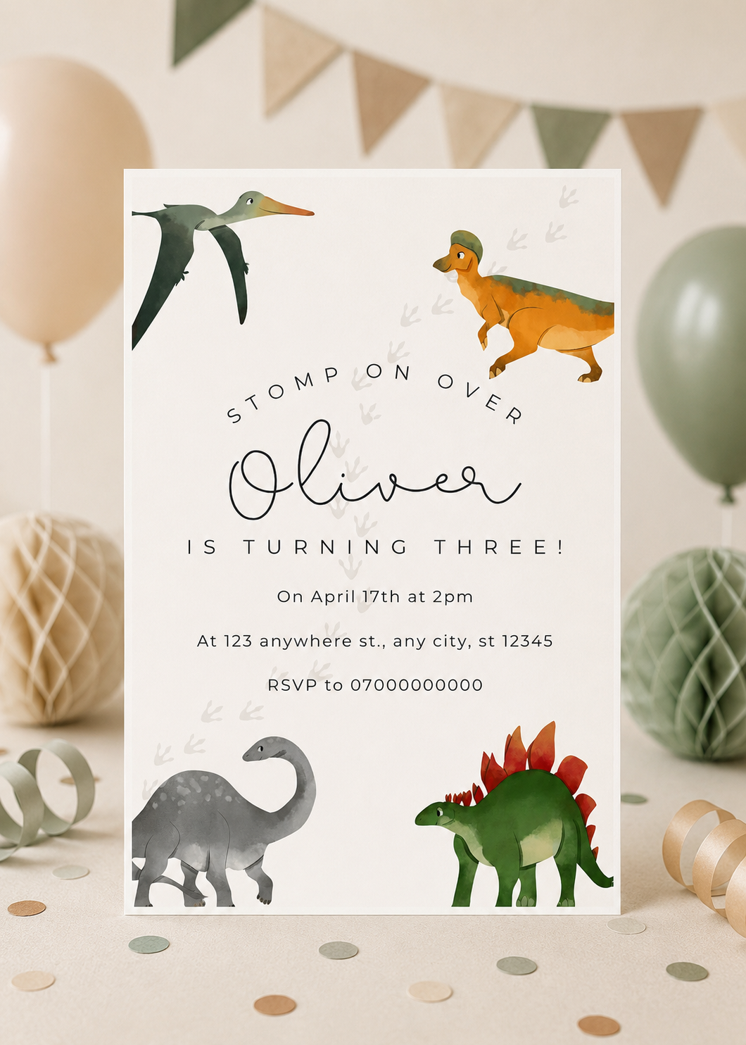 Editable Dinosaur Birthday Invitation (Instant Download)
