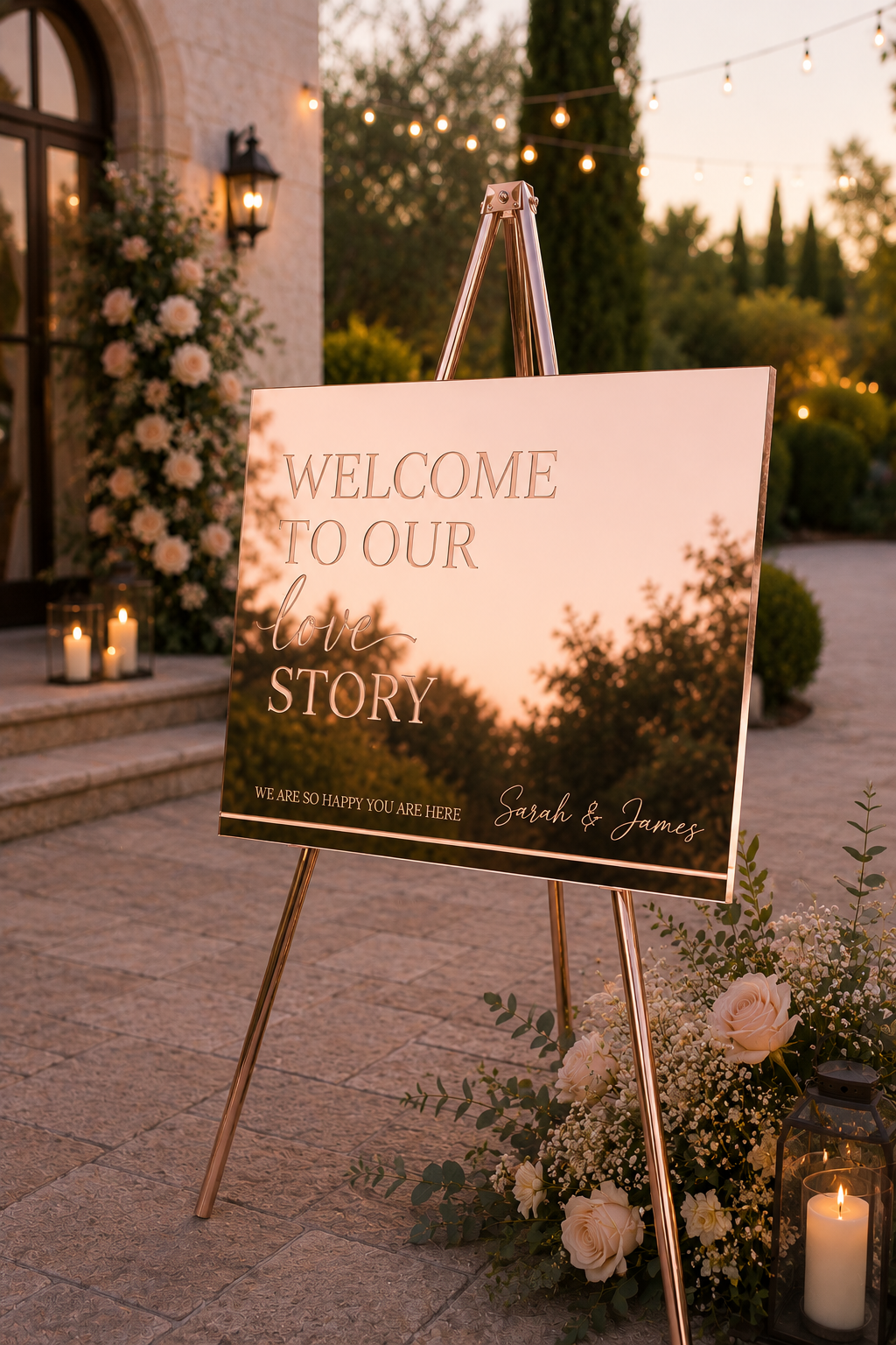 Mirrored Acrylic Wedding Welcome Sign – Personalised
