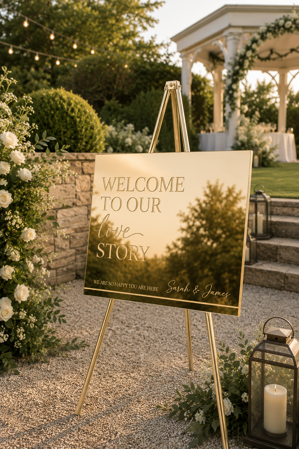 Mirrored Acrylic Wedding Welcome Sign – Personalised