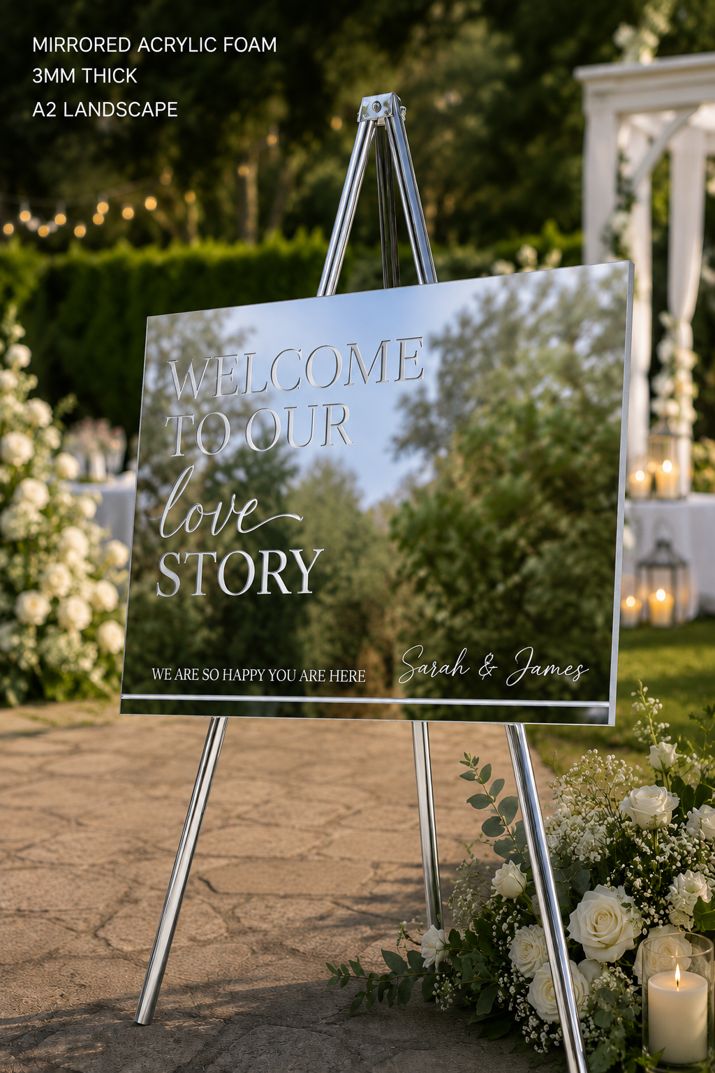 Mirrored Acrylic Wedding Welcome Sign – Personalised