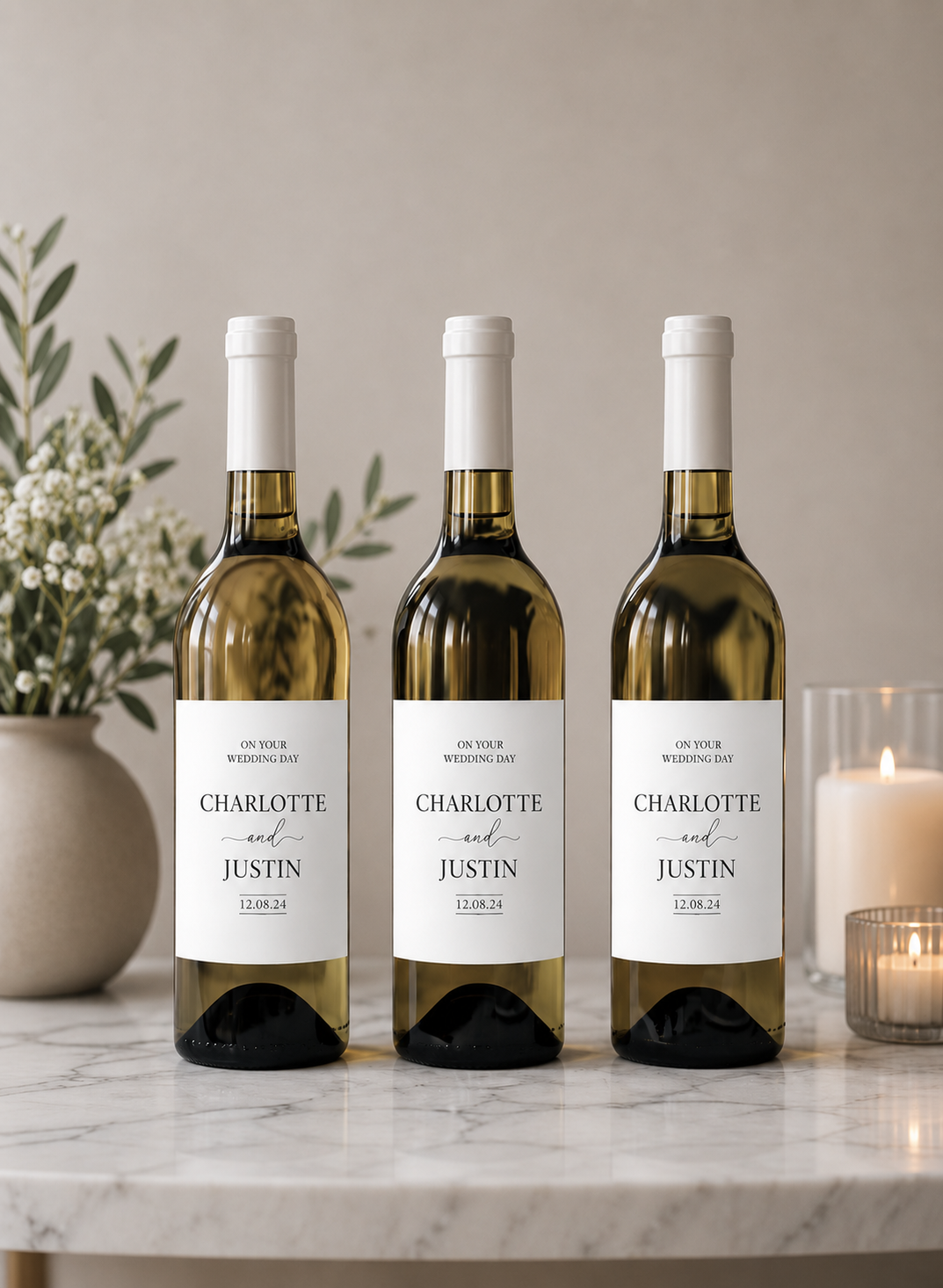 Personalised Wedding Wine Bottle Label – Custom Names &amp; Wedding Date