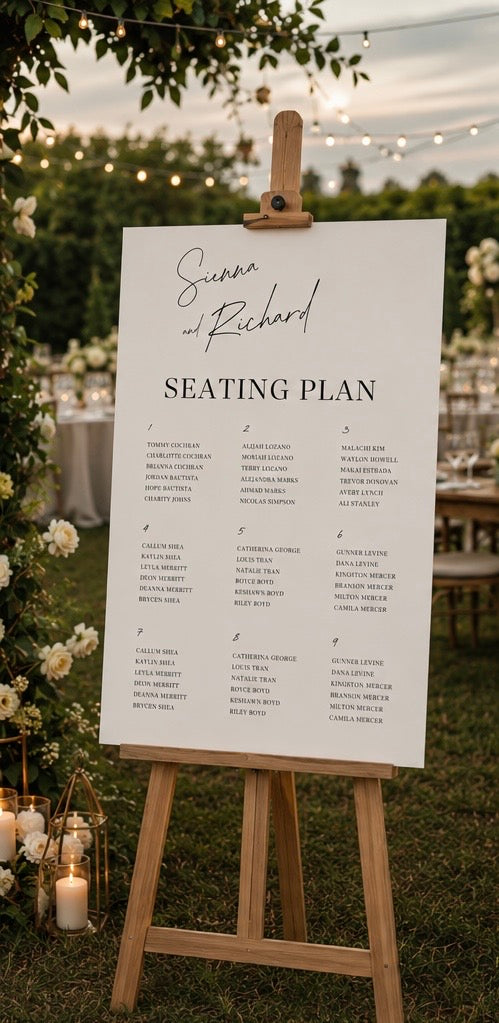 Minimalist Monochrome Wedding Seating Plan template (instant download)