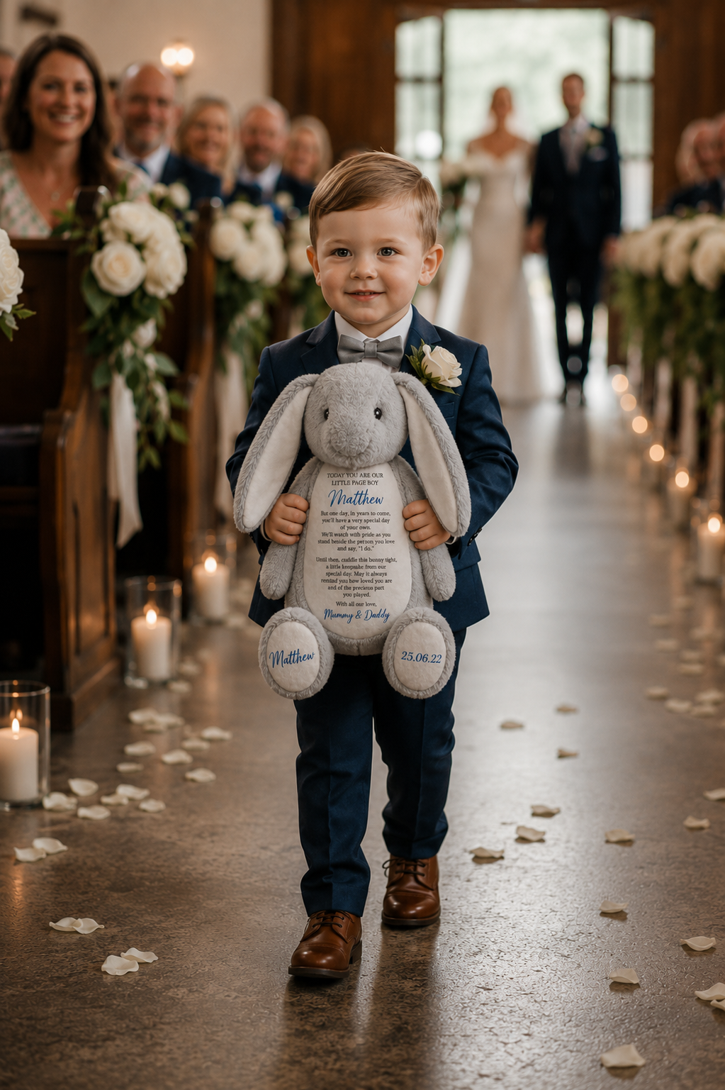Personalised Wedding Party Bunny – Page Boy, Flower Girl & Ring Bearer Keepsake