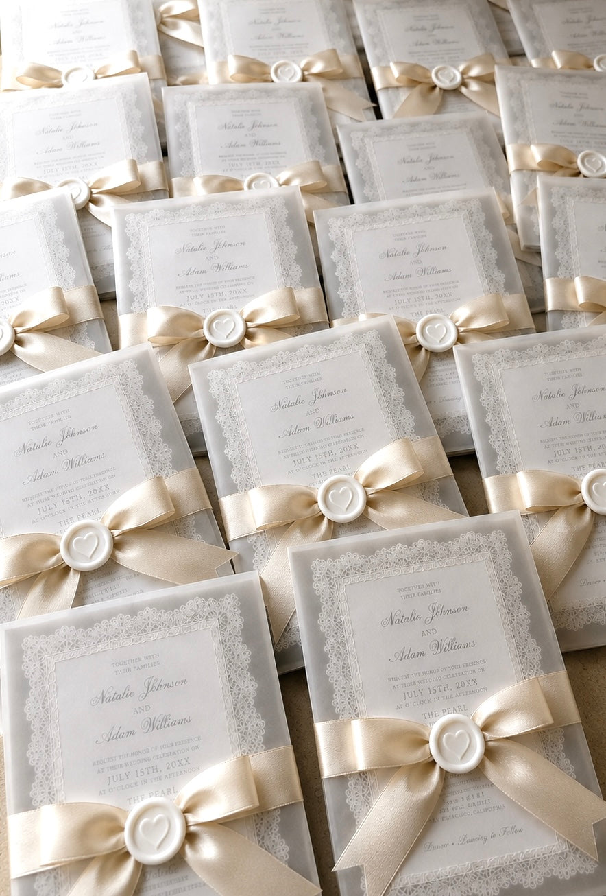 Luxury Lace Vellum Wedding Invitation Suite