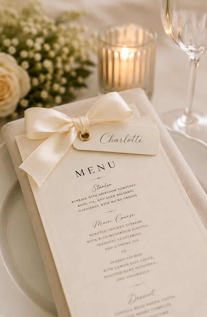 Elegant Wedding Menu + Place Card