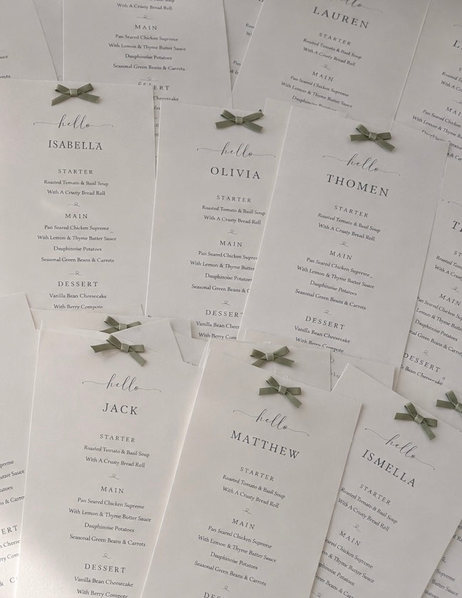 Hello Personalised Wedding Menus