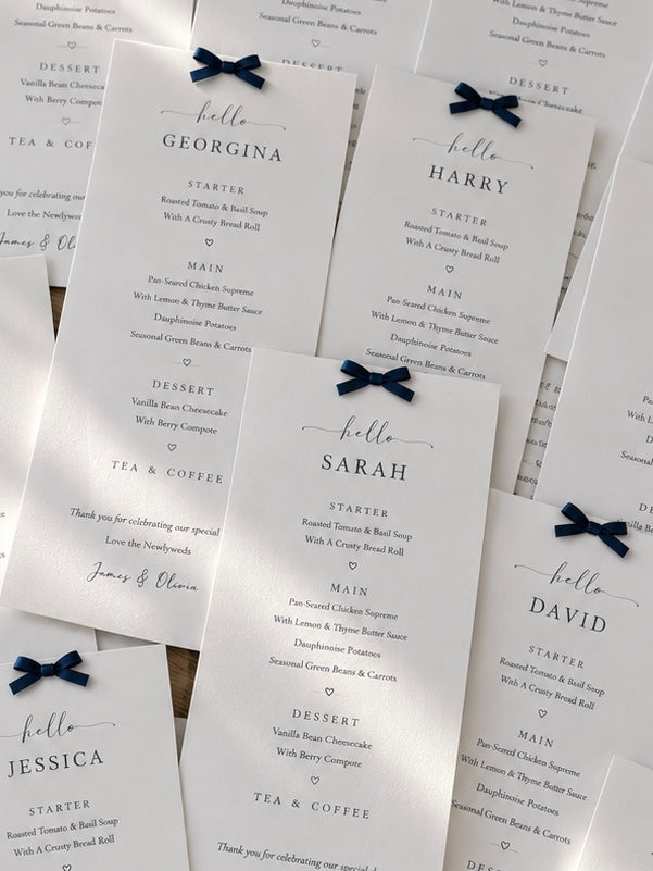Limited Time Offer Personalised Wedding Menus