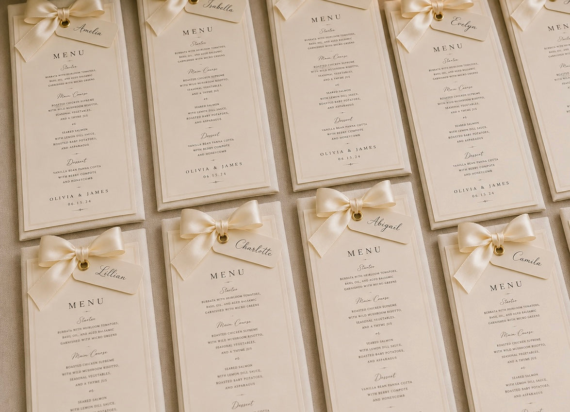 Elegant Wedding Menu + Place Card