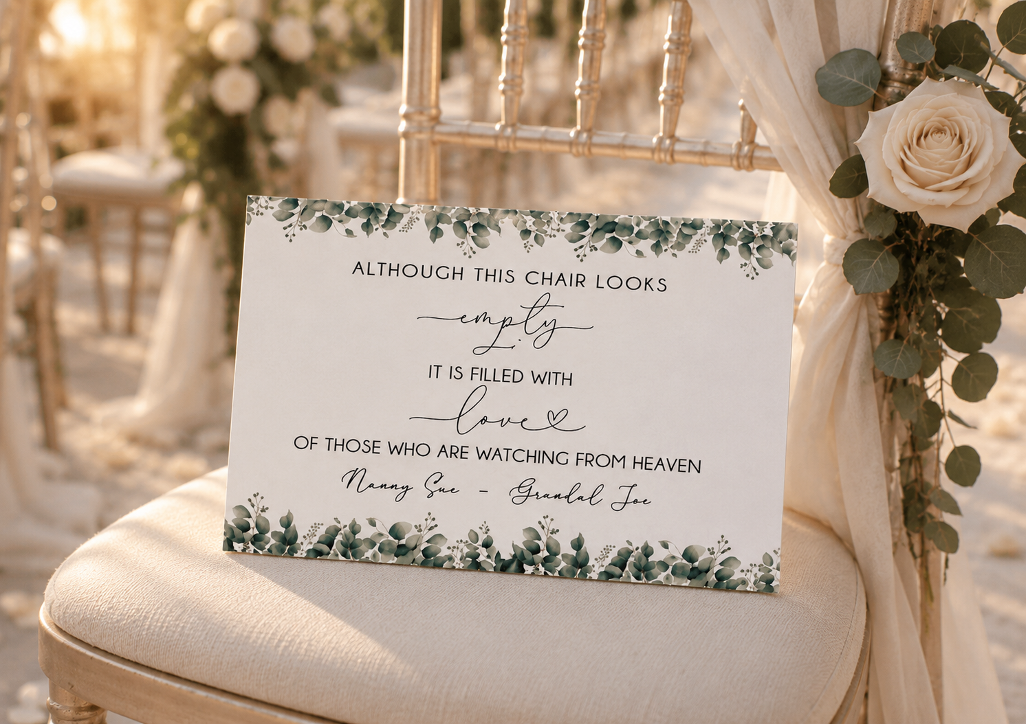 Reserved Memorial Chair Wedding Sign