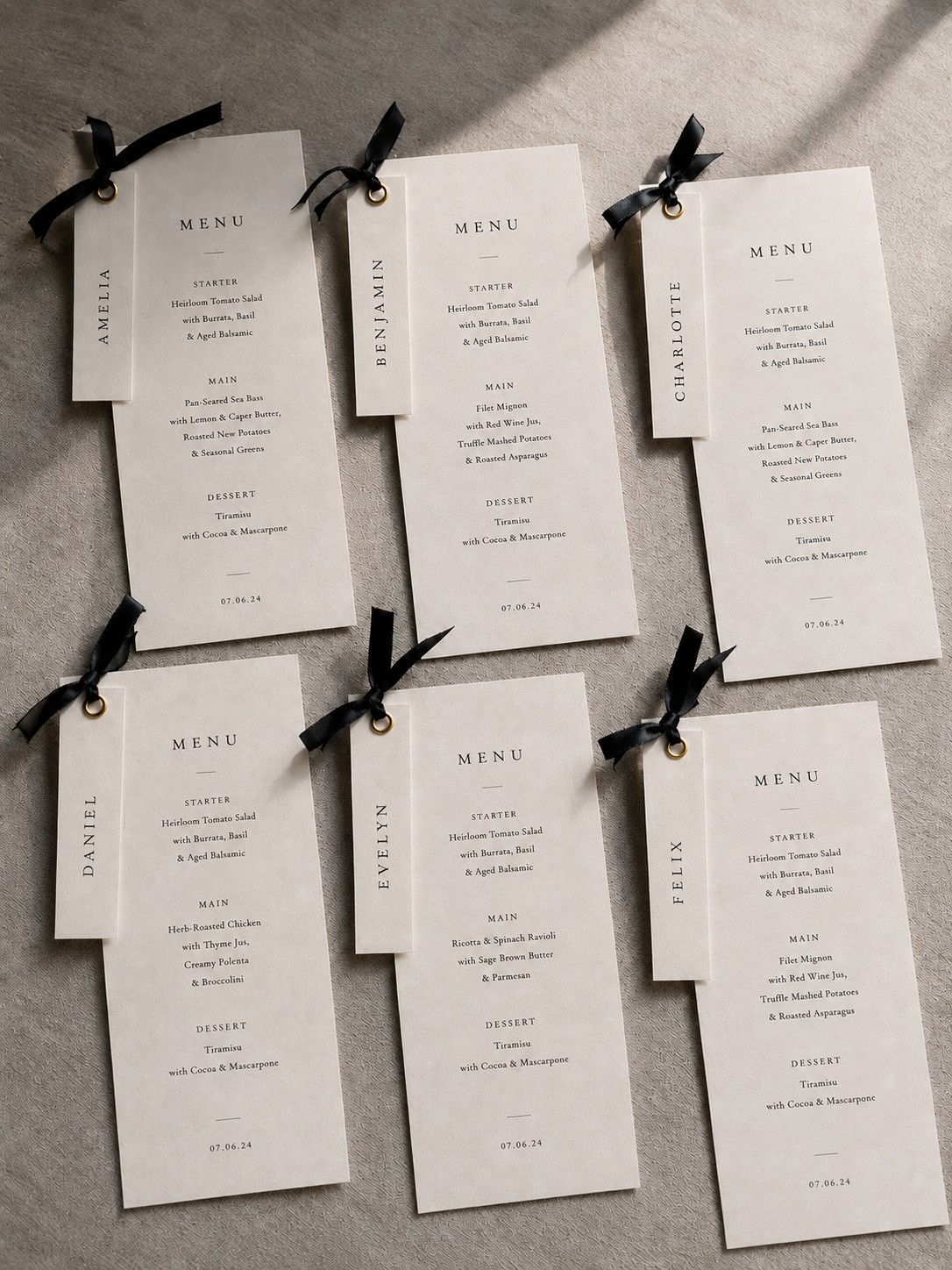 Minimal Wedding Menu + Name Place