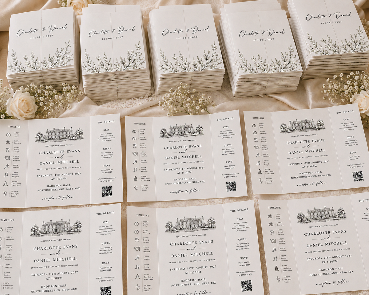 Sketched Wedding Venue Gatefold Wedding Invitation