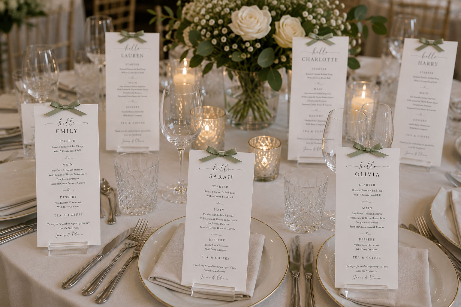Hello Personalised Wedding Menus