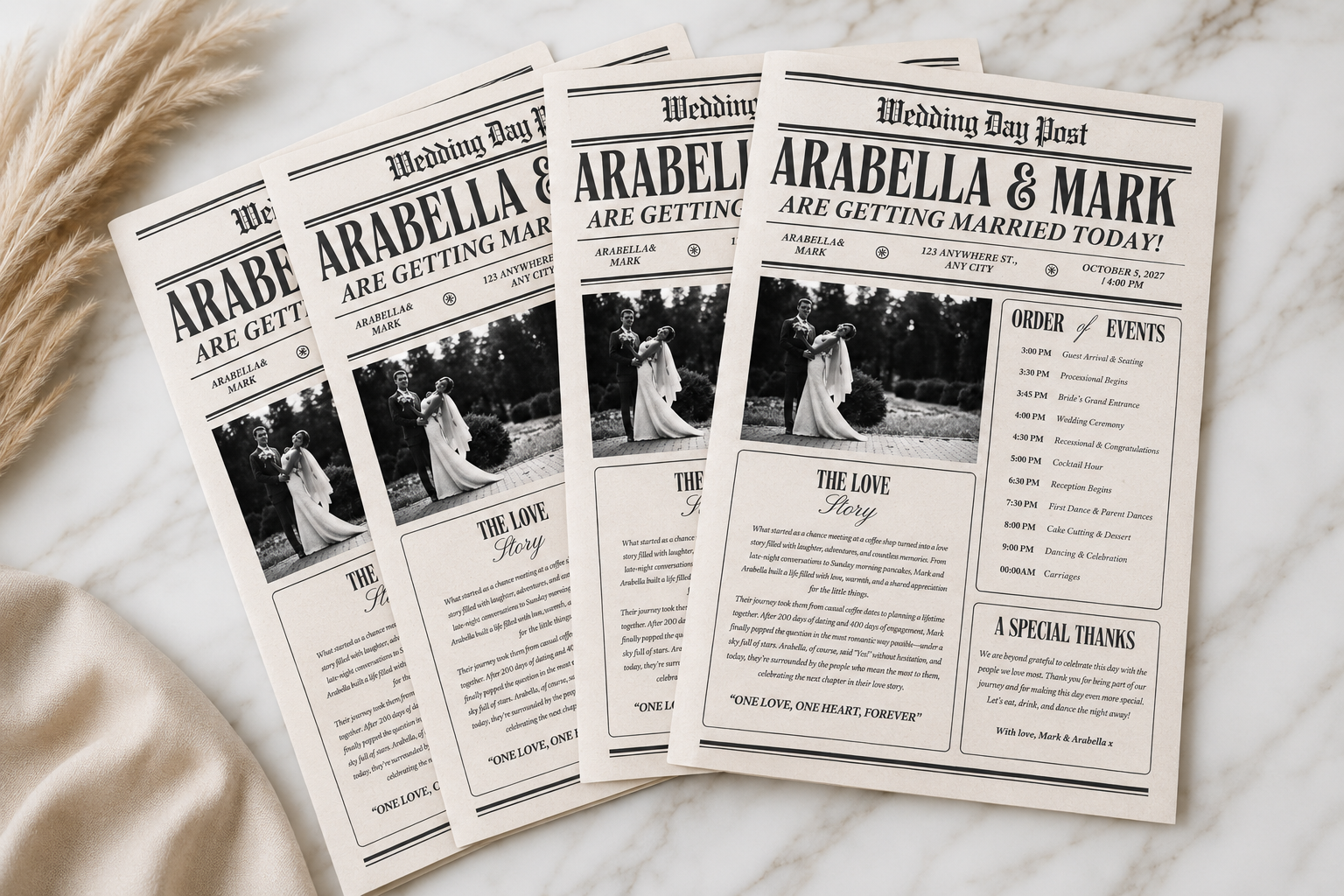Wedding Newspaper Program