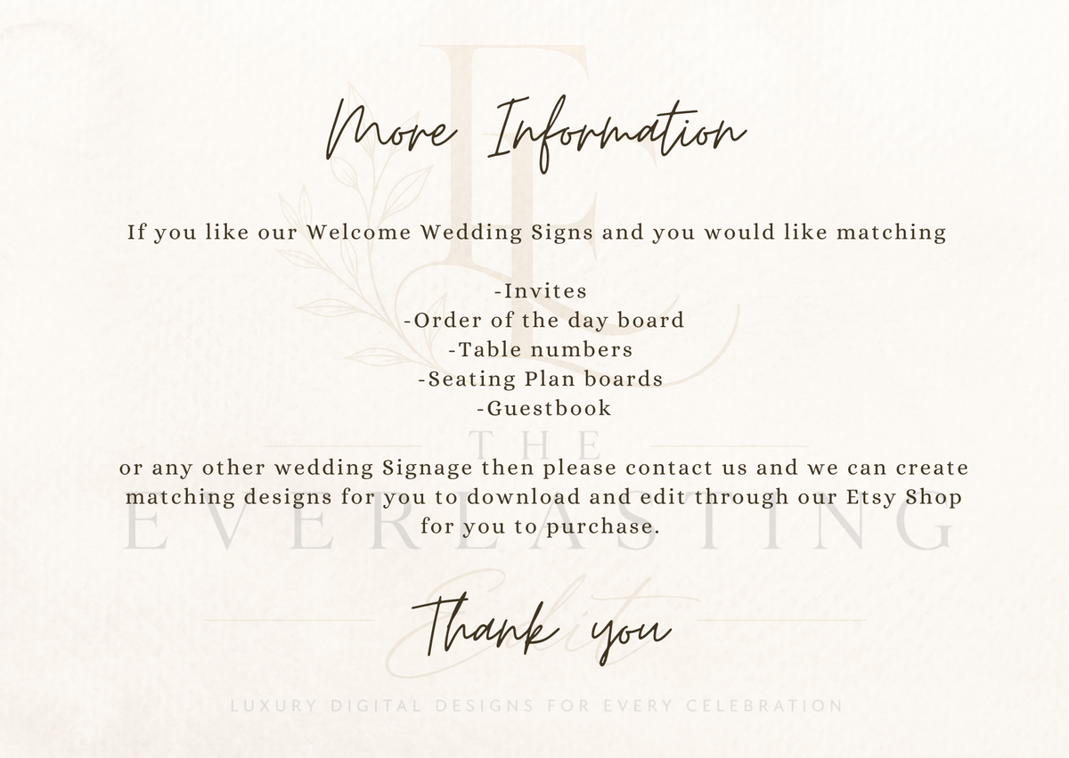 Wedding Welcome Sign For Any Theme (Instant Download)